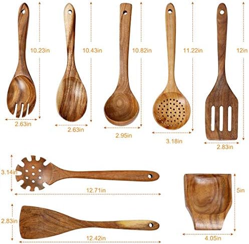 8-Piece Teak Wooden Cooking Utensil Set