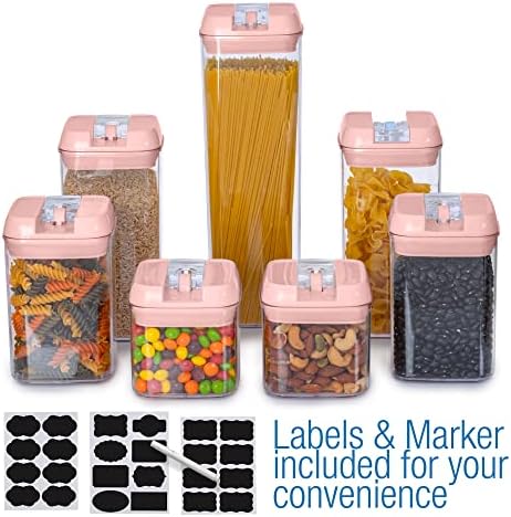 Set of 7 Airtight Food Storage Containers - Pantry Organizer Bins, BPA