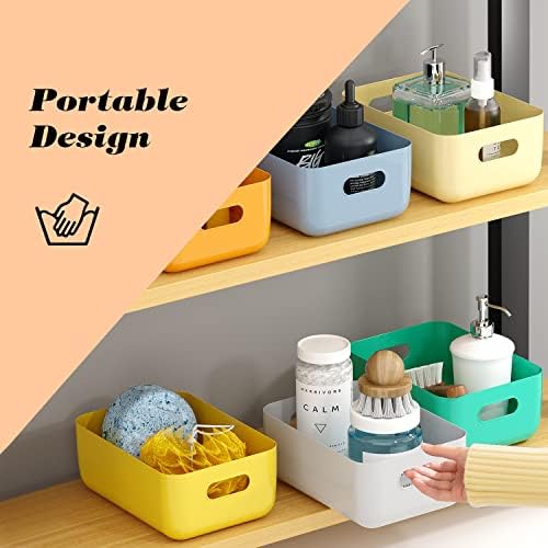 OWill 7 Pack Plastic Storage Bins, 4.2L Small Organizer Baskets with