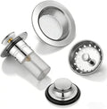 4-Piece Sink Drain Kit: Stainless Steel Strainer Stopper with Handle &