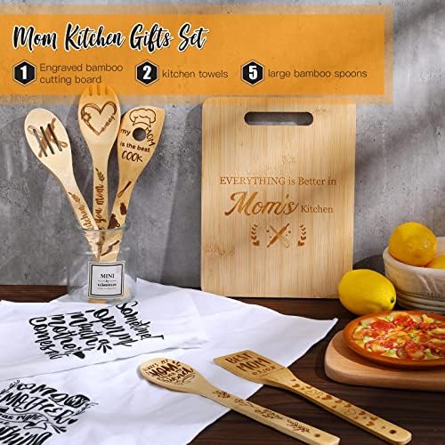 Gerrii 8 Pcs Mom Gifts Kitchen Set Mother's Day Cutting Board Spoons