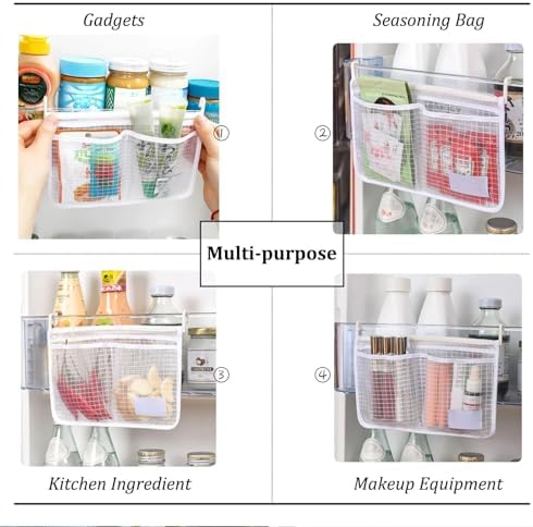 3PS Refrigerator Door Organizer Set, Fridge Hanging Mesh Bag for