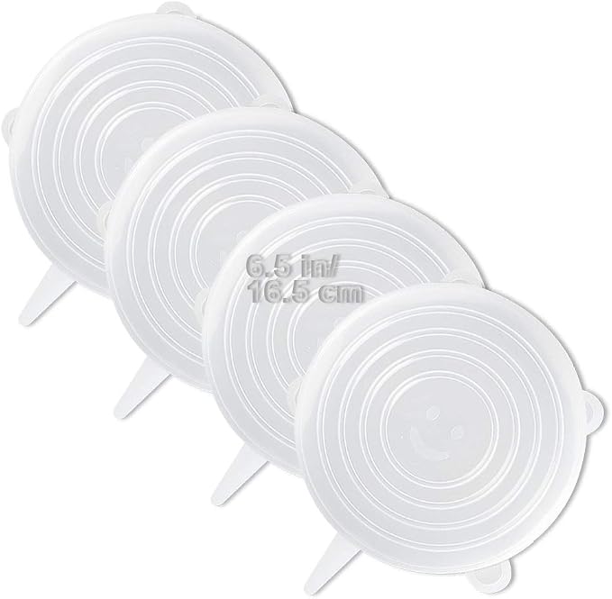 LELE LIFE 4 Pack Same Size Silicone Stretch Lids, Thicker Reusable Sturdy by LELE+LIFE