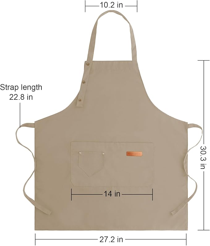 Apron for Men Women with Adjustable Straps and Large Pockets, Canvas Cotton - Image 7