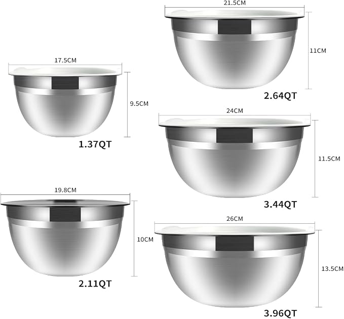 Mixing Bowls, Utensils for the Kitchen, Dishwasher Safe, 3.75L / 3.25L / 2.5L / - Image 2