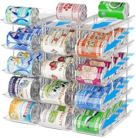 Can Organizer for Pantry Stackable AND Rolling Soda Can Dispenser for