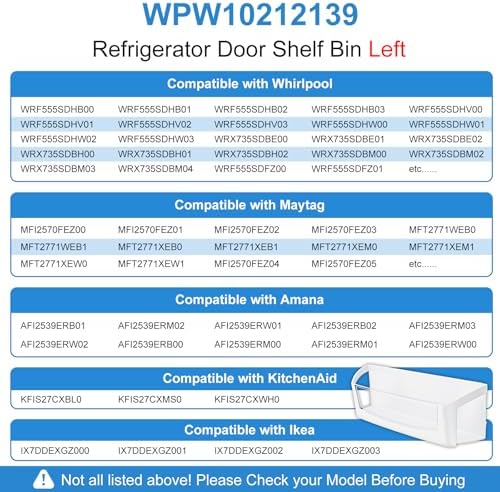 WPW10212139 Refrigerator Door Shelf Bin Compatible with Whirlpool