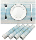 WAZAIGUR Placemats Set of 4, Woven Vinyl Table Placemats, Blue with
