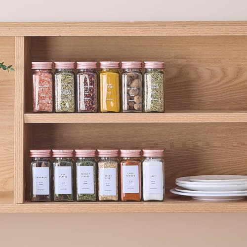 24 Pcs Glass Spice Jars with Labels, Seasoning Containers with Metal