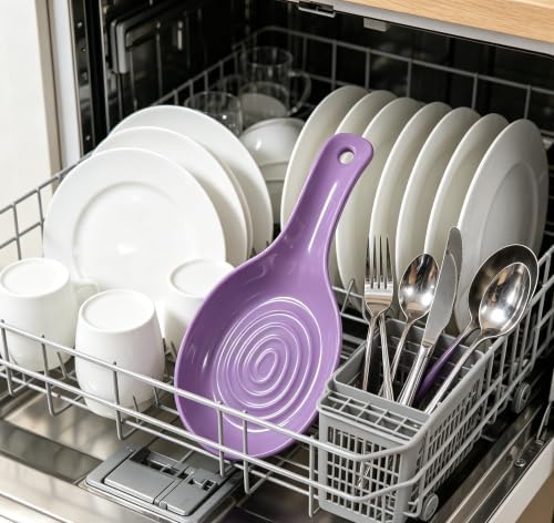 Purple Spoon Rest Cooking Spoon Holder, Plastic, 2 Pack