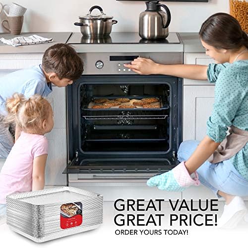 Stock Your Home Aluminum Pans - 15 Pack Disposable Aluminum Foil Trays