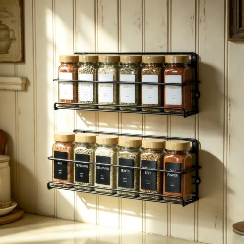 36 Spice Jars with Labels, 4oz Seasoning Jars for Cabinets, Drawers