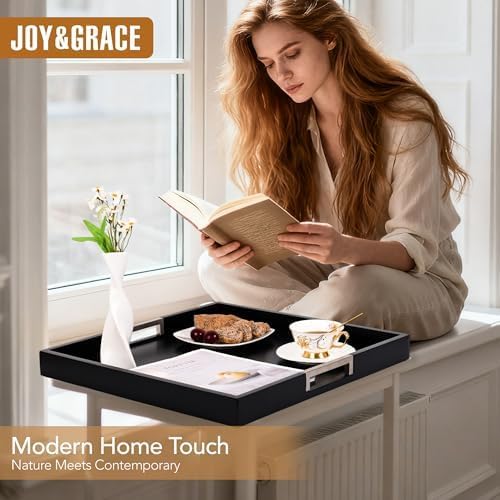 Joy&Grace Large Square Ottoman Tray for Living Room and Coffee Table