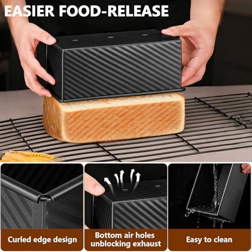 Pullman Loaf Pan with Lid 13x4, 2.2 lb Dough Capacity Bread Loaf Pan