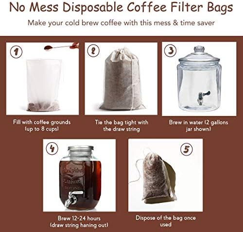 Disposable Cold Brew Coffee Filters - 50 Count Single Use Filter Sock