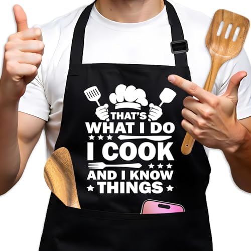 Funny Aprons for Women Men, Adjustable Black Grilling Cooking Baking