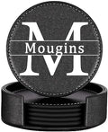 Custom Coasters, Personalized Coasters Set of 6 Leather Coaster with
