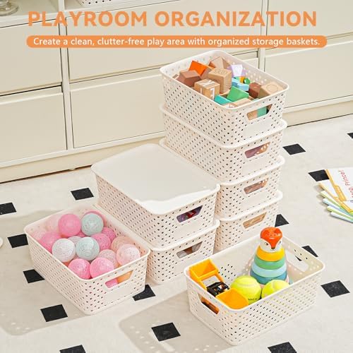 10 Pack Small Plastic Storage Bins with Lids