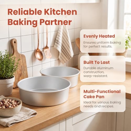 3 Pcs Round Cake Pan, 6/8 /10 Inch Aluminum Baking Pans for Layer