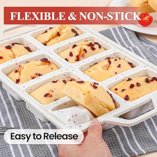 Mini Loaf Pans with Metal Frame - 2 Pack Silicone Bread Loaf Pan