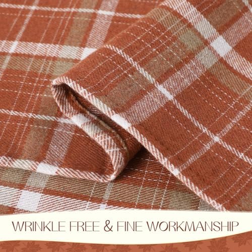 Romanstile Fall Checkered Tablecloth Rectangle, 54 x 80 Inch, Orange