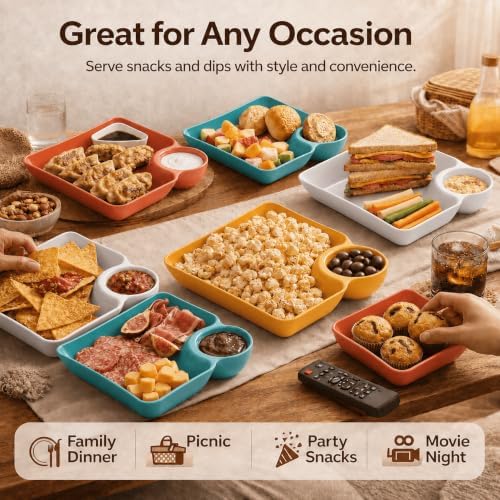 4 Pack Sauce Separated Plate, Japanese Dumpling Plate, Plastic Chip