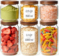 ComSaf Glass Pantry Storage Container with Acacia Wood Lids 1.1/0.5Qt