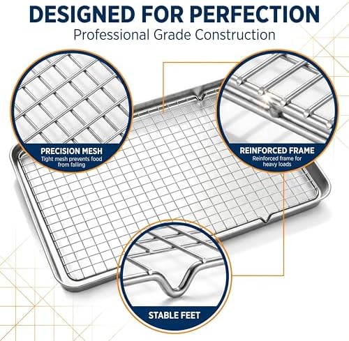 Cooling Rack Set of 2, 10" x 16" No Warp Heavy Duty Stainless Steel