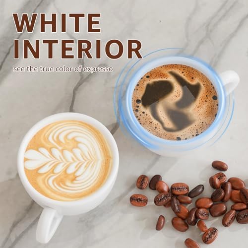 Pilnocok Ceramic Espresso Cups Set of 2, 2.5 oz White Small Coffee