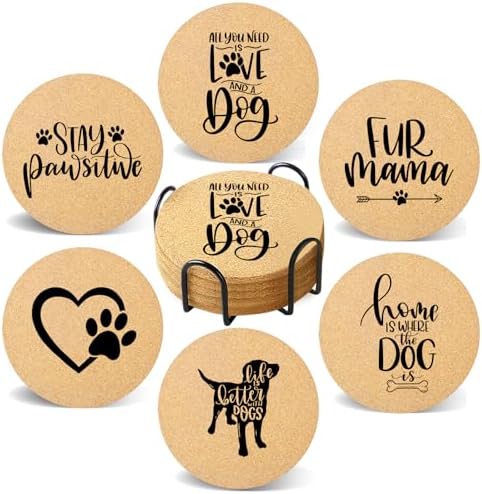 Coasters for Drinks with Set of 6, Cute Dog Coaster for New Home
