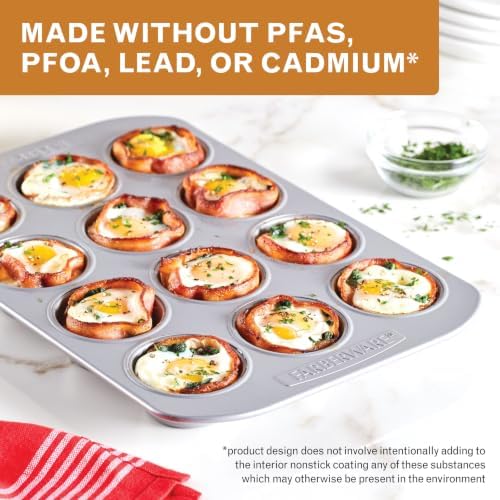 Farberware Bakeware Nonstick Muffin & Cupcake Pans, 12-Cup, Gray