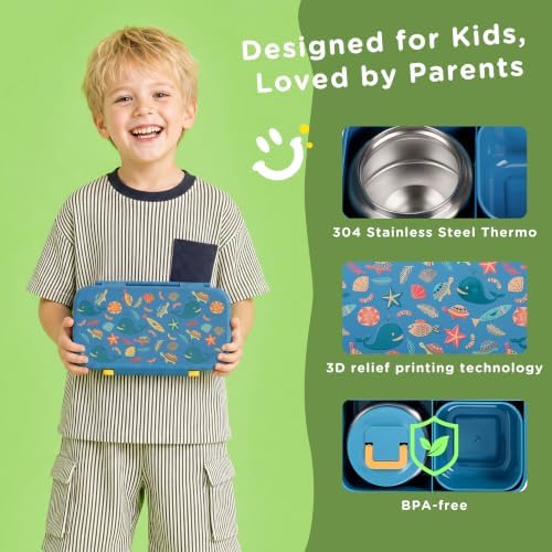 Bento Lunch Box for Kids With 8oz Food Thermo,BPA-Free for School