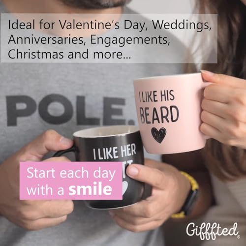 Triple Gifffted Funny Couples Mugs Gift Set for Him and Her, 13oz