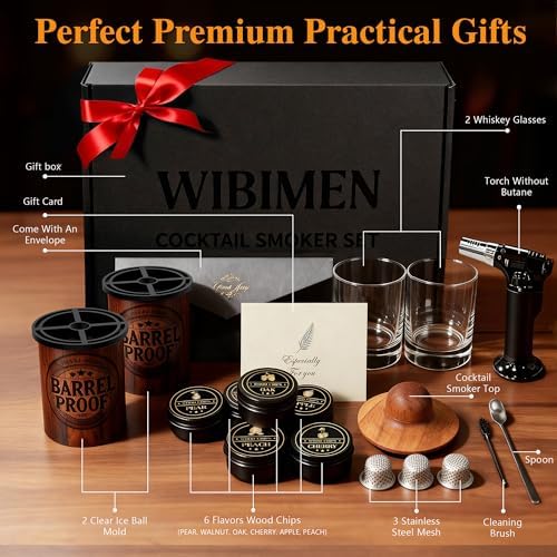 Whiskey Smoker Kit with Torch & 2 Clear Ice Maker, Old Fashioned
