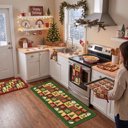 Layhit 8 Pcs Vintage Christmas Kitchen Decor and Accessory Set
