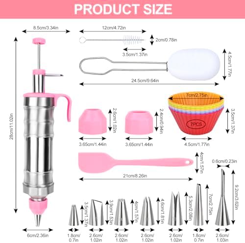 FACIACC Dessert Decorating Syringe Set, Stainless Frosting Piping Kit