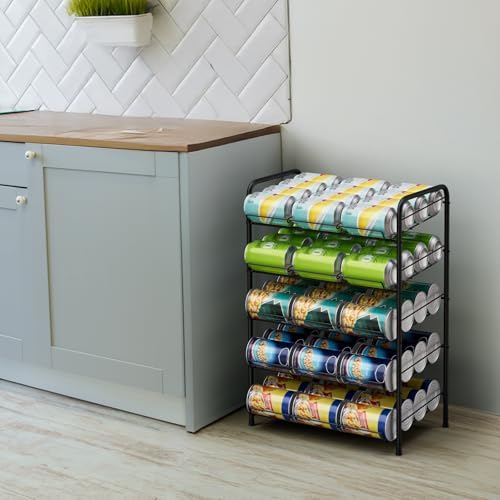Vrisa Can Organizer for Pantry Canned Goods Holder for Kitchen, Black