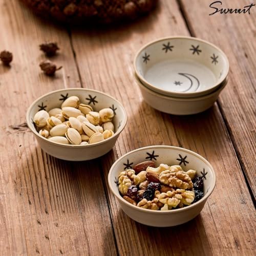 Stoneware Dipping Sauce Side Dishes Set of 4-3.7" Rustic Condiment