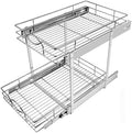Sikarou Pull Out Cabinet Organizer 14"W 21"D 2-Tier Slide Out Storage Shelf