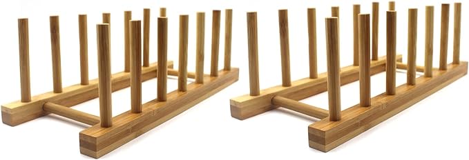 INNERNEED Bamboo Wooden Plate Racks Dish Stand Holder Kitchen Storage Cabinet by INNERNEED
