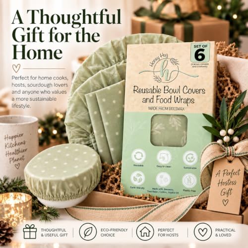 6 Pack Reusable Beeswax Food Wraps and Bowl Covers