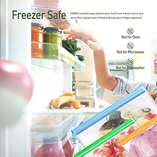 FORID 24 Pack Reusable Food Storage Bags, Silicone Gallon Freezer