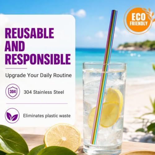 Collapsible Stainless Steel Straw, Reusable Metal Drinking Straw with