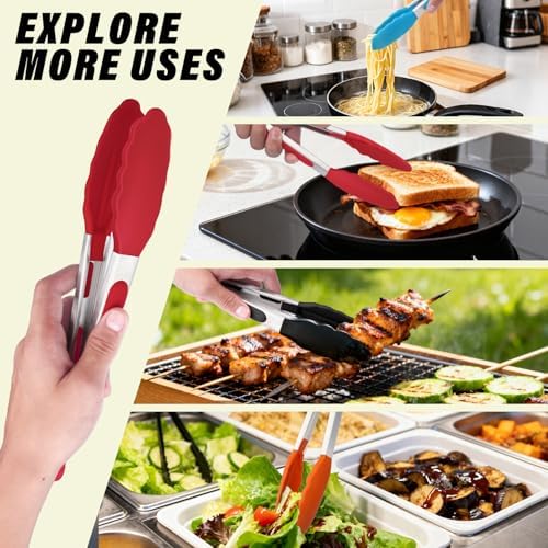 9-Inch Silicone Kitchen Tongs for Grilling
