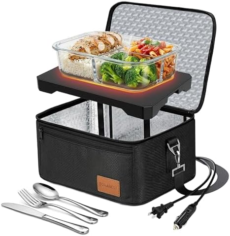 FORABEST Portable Electric Lunch Box, Black