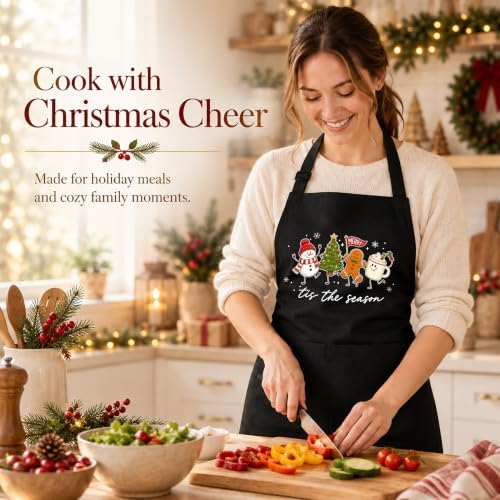 Tis the Season Winter Christmas Apron with Pockets