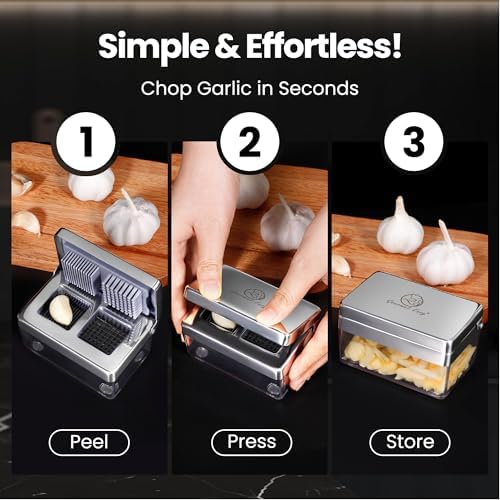 Gourmet Easy Garlic Press Chopper, 2-in-1 Slicer & Dicer
