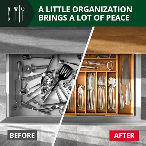 ROYAL CRAFT WOOD Bamboo Silverware Organizer, 9 Slot