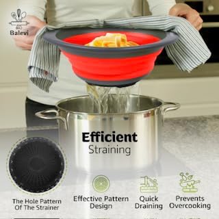 Collapsible Strainers for Kitchen, Red, Set of 2
