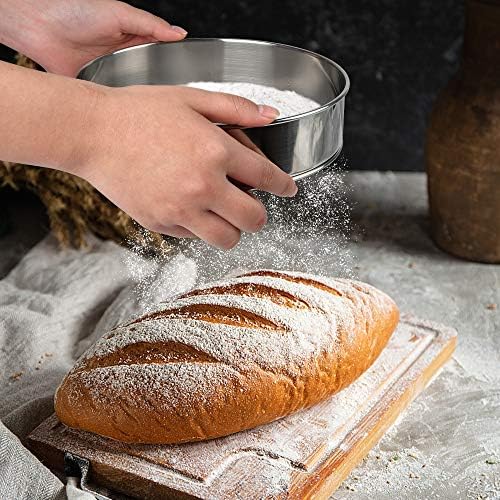 Supkiir Stainless Steel Flour Sifter, 6-Inch, 8-Inch Sieve Fine Mesh